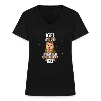 Igel Sind Süß Igel - Frauen-T-Shirt mit V-Ausschnitt - Schwarz - Vorne - Lela (165cm)