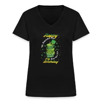 Ja Mein Geburtskuchen Kleeblatt Klee Saint Patricks - Frauen-T-Shirt mit V-Ausschnitt - Schwarz - Vorne - Lela (165cm)