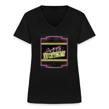 Chat Humour Mignon Avocats Blague persane - T-shirt col V Femme - noir - Devant - Lela (165cm)