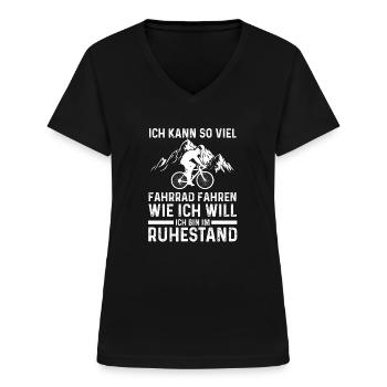 Fahrrad Rentner Fahrräder Geschenk - Frauen-T-Shirt mit V-Ausschnitt - Schwarz - Vorne - Lela (165cm)