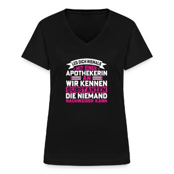 Apothekerin Substanzen Geschenkidee Nachweisen - Frauen-T-Shirt mit V-Ausschnitt - Schwarz - Vorne - Lela (165cm)