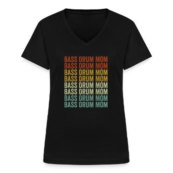 Grosse Caisse Maman Batteur Batteur Maman Batterie S - T-shirt col V Femme - noir - Devant - Lela (165cm)