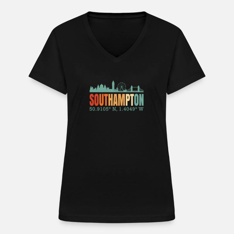 Southampton - Maglietta da donna con scollo a V - nero