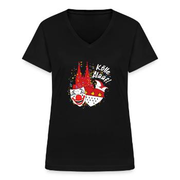 Karneval Kostüm Kölle Alaaf Clown Wappen Dom Köln - Frauen-T-Shirt mit V-Ausschnitt - Schwarz - Vorne - Lela (165cm)