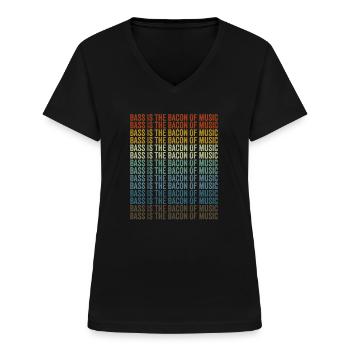 Bass ist der Speck der Musik Bassist Gitarrist - Frauen-T-Shirt mit V-Ausschnitt - Schwarz - Vorne - Lela (165cm)
