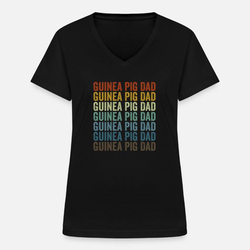 Marsvin far marsvin far - T-shirt med V-hals til damer - sort