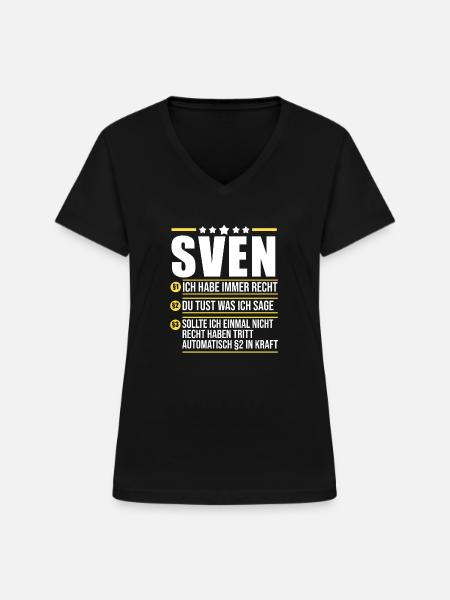 Sven - Frauen-T-Shirt mit V-Ausschnitt - Schwarz