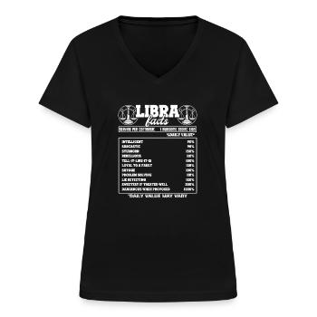 Libra Libra Facts Horoscope - Women's V-neck T-shirt - black - Front - Lela (165cm)