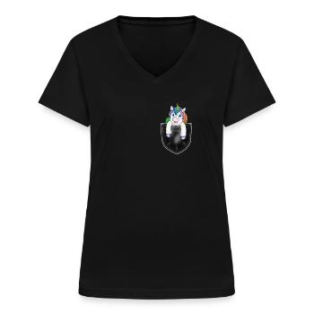 Märchen Fabelwesen Einhorn Fan Geschenkidee - Frauen-T-Shirt mit V-Ausschnitt - Schwarz - Vorne - Lela (165cm)