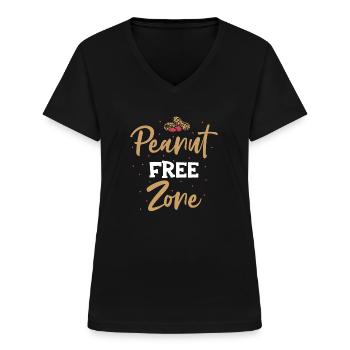 Peanut-free zone Peanut allergy sufferers - Women's V-neck T-shirt - black - Front - Lela (165cm)