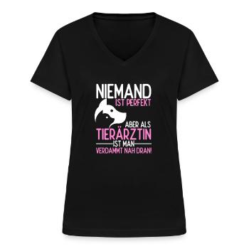 Tierärztin Bester Job Tiere Tierliebhaber Geschenk - Frauen-T-Shirt mit V-Ausschnitt - Schwarz - Vorne - Lela (165cm)
