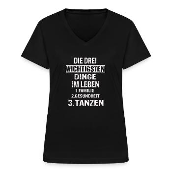 Tanzen - Frauen-T-Shirt mit V-Ausschnitt - Schwarz - Vorne - Lela (165cm)