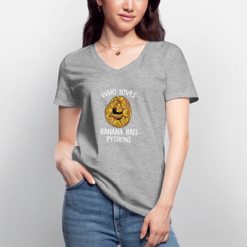Qui aime la conception de python boule de banane T-shirt col V Femme