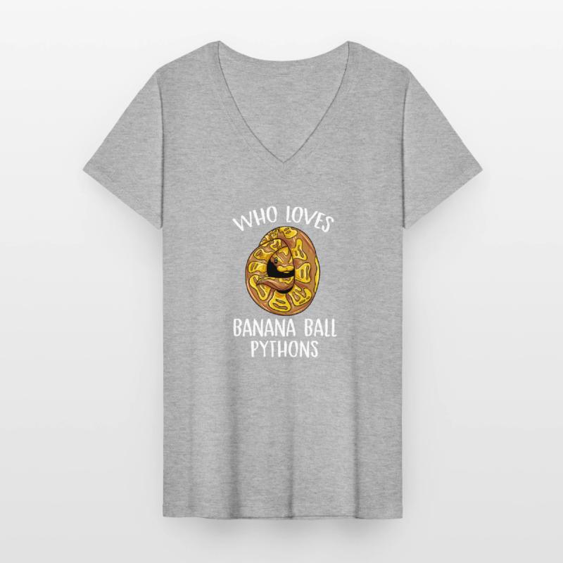 Qui aime la conception de python boule de banane T-shirt col V Femme