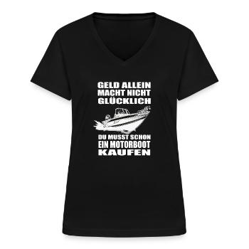 Motorboot - Frauen-T-Shirt mit V-Ausschnitt - Schwarz - Vorne - Lela (165cm)