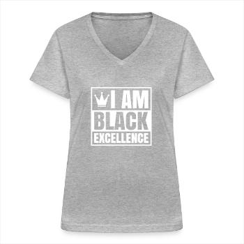 Black Woman African American Pride - Women's V-neck T-shirt - sports grey - Front - Lela (165cm)