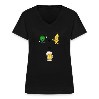 Barley and hops beer - Women's V-neck T-shirt - black - Front - Lela (165cm)
