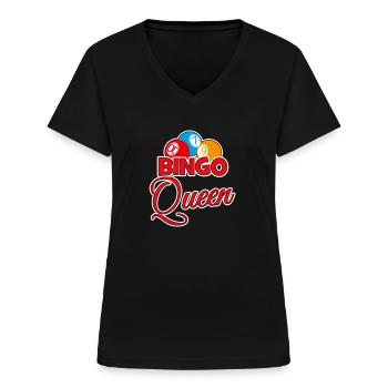 Bingo-Königin - Frauen-T-Shirt mit V-Ausschnitt - Schwarz - Vorne - Lela (165cm)