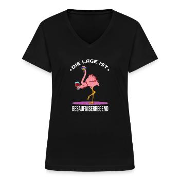 Die Lage ist Besaufniserregend - Frauen-T-Shirt mit V-Ausschnitt - Schwarz - Vorne - Lela (165cm)
