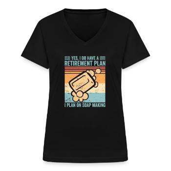 Fabricant de savon amusant - T-shirt col V Femme - noir - Devant - Lela (165cm)
