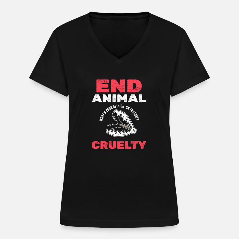 Gegen Tierquälerei Tierbegleiter - Frauen-T-Shirt mit V-Ausschnitt - Schwarz