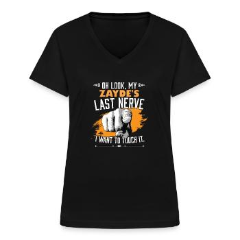 Look My Zayde's Last Nerve Funny Grandfather - T-shirt col V Femme - noir - Devant - Lela (165cm)