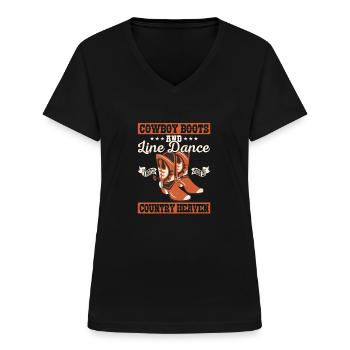 Cowboy Boots And Line Dance Country Music Western - Frauen-T-Shirt mit V-Ausschnitt - Schwarz - Vorne - Lela (165cm)