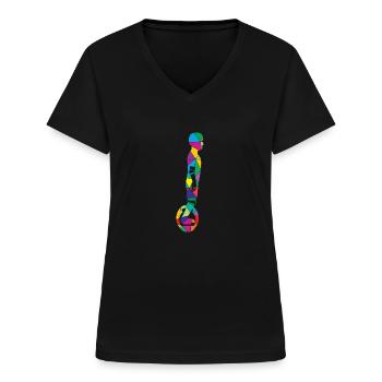 Low Poly Unicycle Polygon Solowheel - Women's V-neck T-shirt - black - Front - Lela (165cm)
