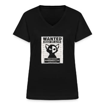 Chat Schrödingers recherché mort ou vif - T-shirt col V Femme - noir - Devant - Lela (165cm)