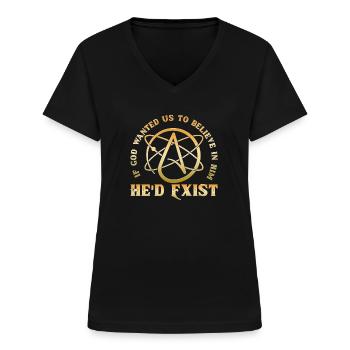 Atheist Atheismus - Frauen-T-Shirt mit V-Ausschnitt - Schwarz - Vorne - Lela (165cm)