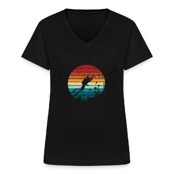 Diver Gift Diving & Sea - Women's V-neck T-shirt - black - Front - Lela (165cm)