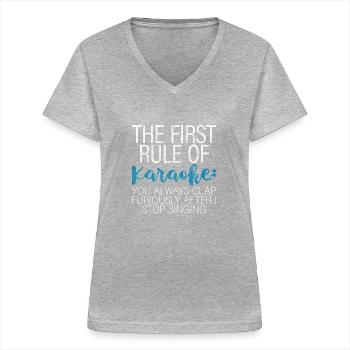 The First Rule Of Karaoke 3 - Women's V-neck T-shirt - sports grey - Front - Lela (165cm)