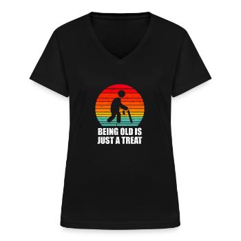 Schwarzer Humor - Frauen-T-Shirt mit V-Ausschnitt - Schwarz - Vorne - Lela (165cm)
