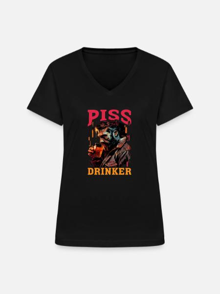 Piss Drinker 36 - Frauen-T-Shirt mit V-Ausschnitt - Schwarz