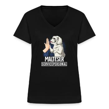 Malteser - Frauen-T-Shirt mit V-Ausschnitt - Schwarz - Vorne - Lela (165cm)