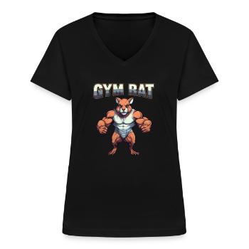 Gym Rat Bodybuilding Kraftsport lustiges Fitness - Frauen-T-Shirt mit V-Ausschnitt - Schwarz - Vorne - Lela (165cm)