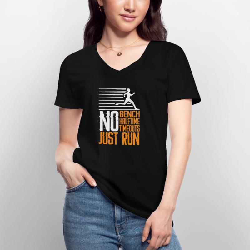 Pas de banc, pas de mi-temps, pas de temps mort, juste 3 points d’arrêt T-shirt col V Femme