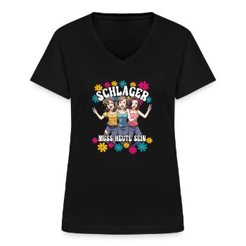 Schlager - Frauen-T-Shirt mit V-Ausschnitt - Schwarz - Vorne - Lela (165cm)