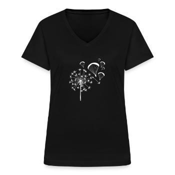 Paragleiter Paragleiten Löwenzahn - Frauen-T-Shirt mit V-Ausschnitt - Schwarz - Vorne - Lela (165cm)