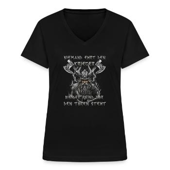 Walhalla Erbe Geschenk für Wikinger Fans - Frauen-T-Shirt mit V-Ausschnitt - Schwarz - Vorne - Lela (165cm)