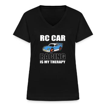 RC -Rennen RC -Enthusiast - Frauen-T-Shirt mit V-Ausschnitt - Schwarz - Vorne - Lela (165cm)
