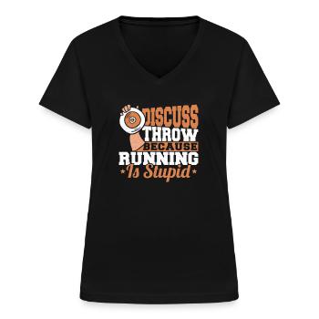 Discus Throw Discus Thrower cadeau - T-shirt col V Femme - noir - Devant - Lela (165cm)