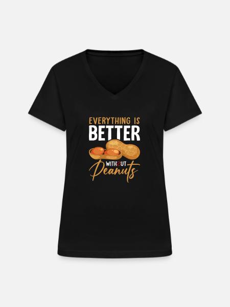 Erdnuss-Allergie Nuss-Allergie Allergiker - Frauen-T-Shirt mit V-Ausschnitt - Schwarz