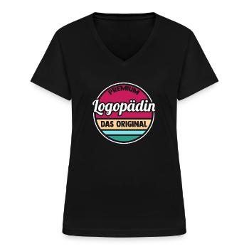 Logopädie Logopädin - Frauen-T-Shirt mit V-Ausschnitt - Schwarz - Vorne - Lela (165cm)