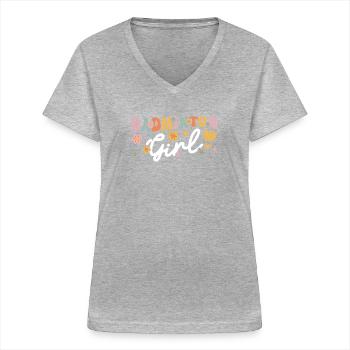 Giocatore Groovy - Maglietta da donna con scollo a V - grigio melange - Fronte - Lela (165cm)