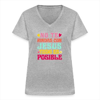 Camiseta Cristiana Para Mujer En Espanol Spanish - Women's V-neck T-shirt - sports grey - Front - Lela (165cm)