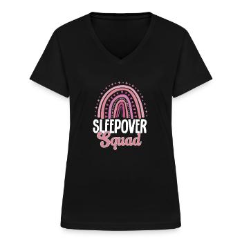 Übernachtungsparty Pyjama Pyjamaparty - Frauen-T-Shirt mit V-Ausschnitt - Schwarz - Vorne - Lela (165cm)