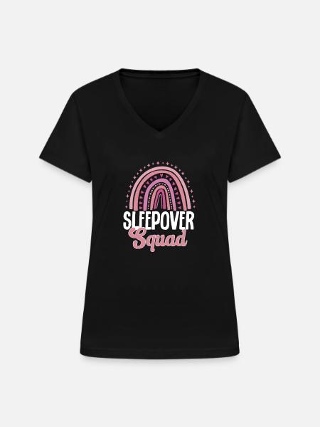 Übernachtungsparty Pyjama Pyjamaparty - Frauen-T-Shirt mit V-Ausschnitt - Schwarz