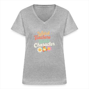 Des enseignants bizarres construisent un personnage à l’école groovy - T-shirt col V Femme - gris chiné - Devant - Lela (165cm)