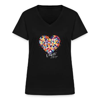 Köln Karneval Alaaf Jeck Party Konfetti Herz - Frauen-T-Shirt mit V-Ausschnitt - Schwarz - Vorne - Lela (165cm)